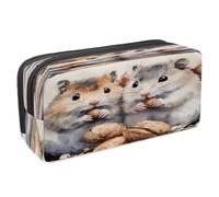VAPOKF Pencil Case Pen Bag Student Stationery Pouch with Zipper for Boys Girls School & Office Supplies, Two Fat Hamsters