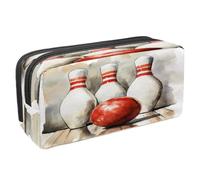 VAPOKF Pencil Case Pen Bag Student Stationery Pouch with Zipper for Boys Girls School & Office Supplies, Watercolor Bowling Pins Ball