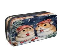 VAPOKF Pencil Case Pen Bag Student Stationery Pouch with Zipper for Boys Girls School & Office Supplies, Red Winter Hat Hamsters
