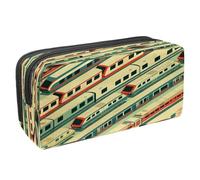 VAPOKF Pencil Case Pen Bag Student Stationery Pouch with Zipper for Boys Girls School & Office Supplies, Trains in The Station