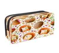 VAPOKF Pencil Case Pen Bag Student Stationery Pouch with Zipper for Boys Girls School & Office Supplies, Watercolor Hedgehogs and Foods