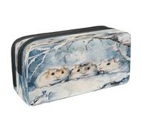 VAPOKF Pencil Case Pen Bag Student Stationery Pouch with Zipper for Boys Girls School & Office Supplies, Cute Hamsters on Snow Branch
