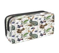 VAPOKF Pencil Case Pen Bag Student Stationery Pouch with Zipper for Boys Girls School & Office Supplies, Grey Hare and Squirrel