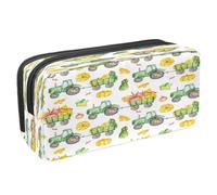 VAPOKF Pencil Case Pen Bag Student Stationery Pouch with Zipper for Boys Girls School & Office Supplies, Harvest Pumpkin Apple Green Tractor