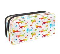 VAPOKF Pencil Case Pen Bag Student Stationery Pouch with Zipper for Boys Girls School & Office Supplies, Colorful Rainbow Silhouettes of Cat and Paws