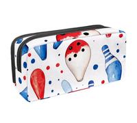 VAPOKF Pencil Case Pen Bag Student Stationery Pouch with Zipper for Boys Girls School & Office Supplies, Bowling Pins and Polka Dots