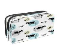 VAPOKF Pencil Case Pen Bag Student Stationery Pouch with Zipper for Boys Girls School & Office Supplies,Milk Cows on Colorful Circles