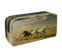 VAPOKF Pencil Case Pen Bag Student Stationery Pouch with Zipper for Boys Girls School & Office Supplies, Horses Galloping in The Desert