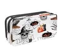 VAPOKF Pencil Case Pen Bag Student Stationery Pouch with Zipper for Boys Girls School & Office Supplies, Witch Hat Skull Creepy Hand Candle