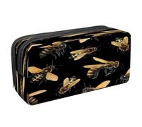 VAPOKF Pencil Case Pen Bag Student Stationery Pouch with Zipper for Boys Girls School & Office Supplies, Watercolor Honey Bee Pattern on Dark