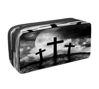 VAPOKF Pencil Case Pen Bag Student Stationery Pouch with Zipper for Boys Girls School & Office Supplies, Three Crosses on Spooky Hill