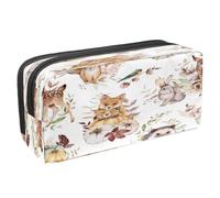 VAPOKF Pencil Case Pen Bag Student Stationery Pouch with Zipper for Boys Girls School & Office Supplies,Deer Fox Squirrel Hare Hedgehog Forest Animal