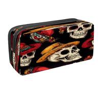 VAPOKF Pencil Case Pen Bag Student Stationery Pouch with Zipper for Boys Girls School & Office Supplies, Day of The Dead Mexican Skull