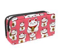 VAPOKF Pencil Case Pen Bag Student Stationery Pouch with Zipper for Boys Girls School & Office Supplies, Japanese Maneki Neko Cats