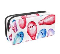 VAPOKF Pencil Case Pen Bag Student Stationery Pouch with Zipper for Boys Girls School & Office Supplies, Watercolor Colorful Bowling Pins