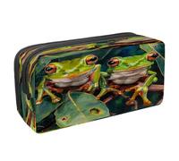 VAPOKF Pencil Case Pen Bag Student Stationery Pouch with Zipper for Boys Girls School & Office Supplies, Frog on Tree Leave