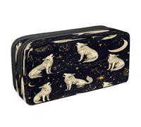 VAPOKF Pencil Case Pen Bag Student Stationery Pouch with Zipper for Boys Girls School & Office Supplies, Howling Wolves Constellations