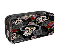 VAPOKF Pencil Case Pen Bag Student Stationery Pouch with Zipper for Boys Girls School & Office Supplies, Dia de Los Muertos Day of The Dead Sugar Skulls