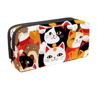 VAPOKF Pencil Case Pen Bag Student Stationery Pouch with Zipper for Boys Girls School & Office Supplies, Colorful Maneki Neko Cats