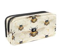 VAPOKF Pencil Case Pen Bag Student Stationery Pouch with Zipper for Boys Girls School & Office Supplies, Honey Bees on Hives Background