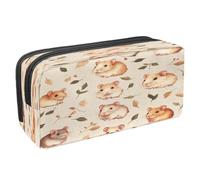 VAPOKF Pencil Case Pen Bag Student Stationery Pouch with Zipper for Boys Girls School & Office Supplies, Hamster and Leave