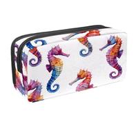 VAPOKF Pencil Case Pen Bag Student Stationery Pouch with Zipper for Boys Girls School & Office Supplies, Watercolor Seahorses Animal
