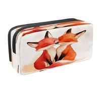 VAPOKF Pencil Case Pen Bag Student Stationery Pouch with Zipper for Boys Girls School & Office Supplies, Two Red Foxes