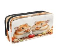 VAPOKF Pencil Case Pen Bag Student Stationery Pouch with Zipper for Boys Girls School & Office Supplies, Hamsters Eat Nuts and Red Fruit