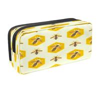 VAPOKF Pencil Case Pen Bag Student Stationery Pouch with Zipper for Boys Girls School & Office Supplies, Bees on Honey Pattern