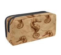 VAPOKF Pencil Case Pen Bag Student Stationery Pouch with Zipper for Boys Girls School & Office Supplies, Vintage Seahorses