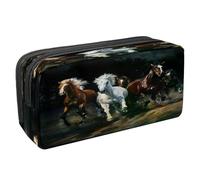 VAPOKF Pencil Case Pen Bag Student Stationery Pouch with Zipper for Boys Girls School & Office Supplies, Horses Galloping in The Dark