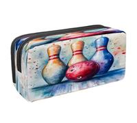 VAPOKF Pencil Case Pen Bag Student Stationery Pouch with Zipper for Boys Girls School & Office Supplies, Watercolor Bowling Pins Ball