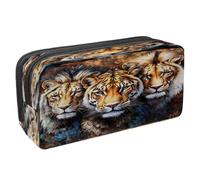 VAPOKF Pencil Case Pen Bag Student Stationery Pouch with Zipper for Boys Girls School & Office Supplies, Tiger and Lions