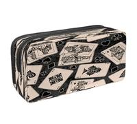 VAPOKF Pencil Case Pen Bag Student Stationery Pouch with Zipper for Boys Girls School & Office Supplies, Skeleton Queen and King Playing Cards