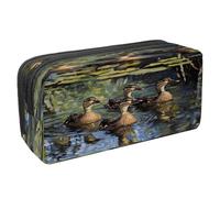VAPOKF Pencil Case Pen Bag Student Stationery Pouch with Zipper for Boys Girls School & Office Supplies, Indian Runner Ducks Swimming