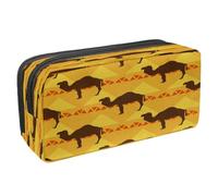 VAPOKF Pencil Case Pen Bag Student Stationery Pouch with Zipper for Boys Girls School & Office Supplies,Egypt Camels and Triangle Pattern