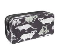 VAPOKF Pencil Case Pen Bag Student Stationery Pouch with Zipper for Boys Girls School & Office Supplies, Hand Drawn Raccoons