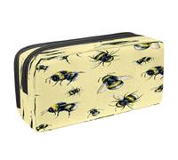 VAPOKF Pencil Case Pen Bag Student Stationery Pouch with Zipper for Boys Girls School & Office Supplies,Bumble Bee on Yellow Background
