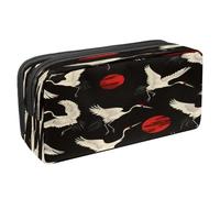 VAPOKF Pencil Case Pen Bag Student Stationery Pouch with Zipper for Boys Girls School & Office Supplies, Red Sun Fly Cranes