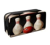 VAPOKF Pencil Case Pen Bag Student Stationery Pouch with Zipper for Boys Girls School & Office Supplies, Bowling Pins and Red Ball