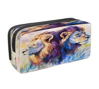 VAPOKF Pencil Case Pen Bag Student Stationery Pouch with Zipper for Boys Girls School & Office Supplies, Watercolor Two Lions