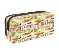 VAPOKF Pencil Case Pen Bag Student Stationery Pouch with Zipper for Boys Girls School & Office Supplies,Mushroom on Colored Stripes