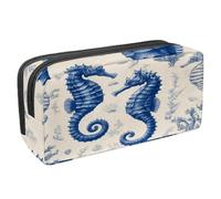 VAPOKF Pencil Case Pen Bag Student Stationery Pouch with Zipper for Boys Girls School & Office Supplies, Vintage Seahorses