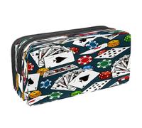 VAPOKF Pencil Case Pen Bag Student Stationery Pouch with Zipper for Boys Girls School & Office Supplies, Chips Dice and Playing Cards