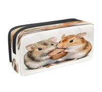 VAPOKF Pencil Case Pen Bag Student Stationery Pouch with Zipper for Boys Girls School & Office Supplies, Two Hamster Fight a Nut