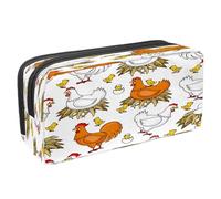 VAPOKF Pencil Case Pen Bag Student Stationery Pouch with Zipper for Boys Girls School & Office Supplies,Hen Sits in Hay Nest and Chicks