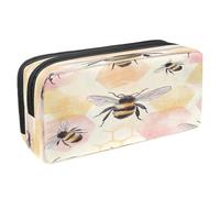 VAPOKF Pencil Case Pen Bag Student Stationery Pouch with Zipper for Boys Girls School & Office Supplies, Honey Bees on Colorful Background