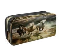 VAPOKF Pencil Case Pen Bag Student Stationery Pouch with Zipper for Boys Girls School & Office Supplies, Horse Galloping in The Sea
