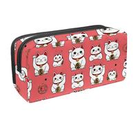 VAPOKF Pencil Case Pen Bag Student Stationery Pouch with Zipper for Boys Girls School & Office Supplies, Tradition Maneki Neko Cats