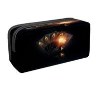 VAPOKF Pencil Case Pen Bag Student Stationery Pouch with Zipper for Boys Girls School & Office Supplies, Black Gold Ace Playing Cards